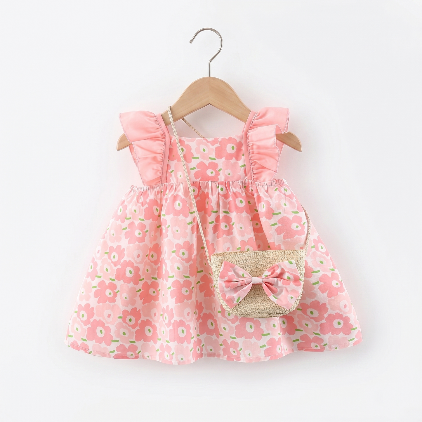 Premium Floral Frock With Purse