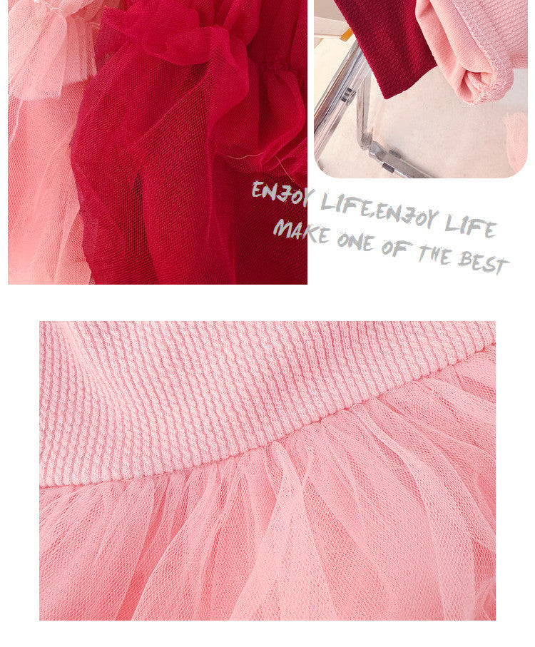 Shawl Collar Poncho Yarn Princess Dress Foreign Style-Pink