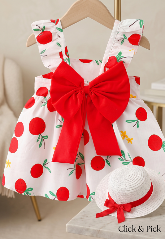 Premium Imported Bow Frock With Hat