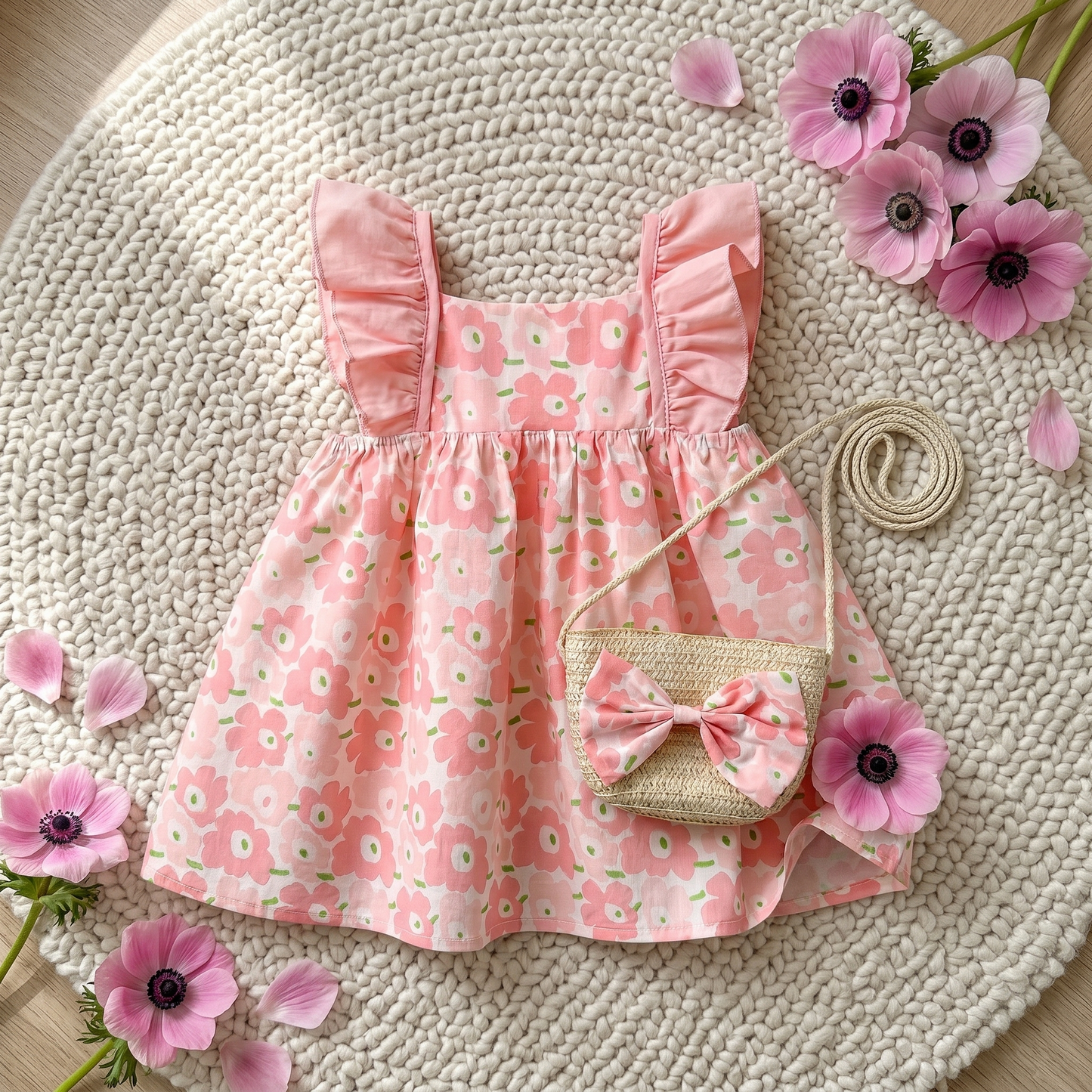 Premium Floral Frock With Purse