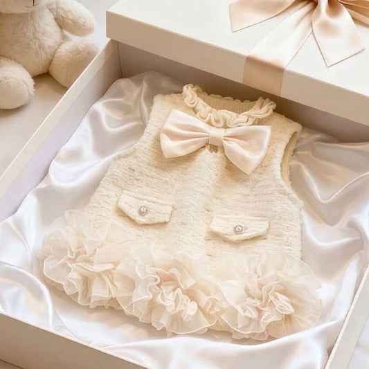 🎀 Elegant Cream Chanel-Style Vest Dress 🎀