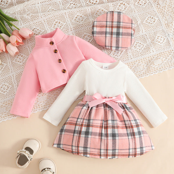 ✨ 3-Piece Baby & Toddler Girl Parisian Winter Set-Coat+Skirt+Hat ✨ Pink