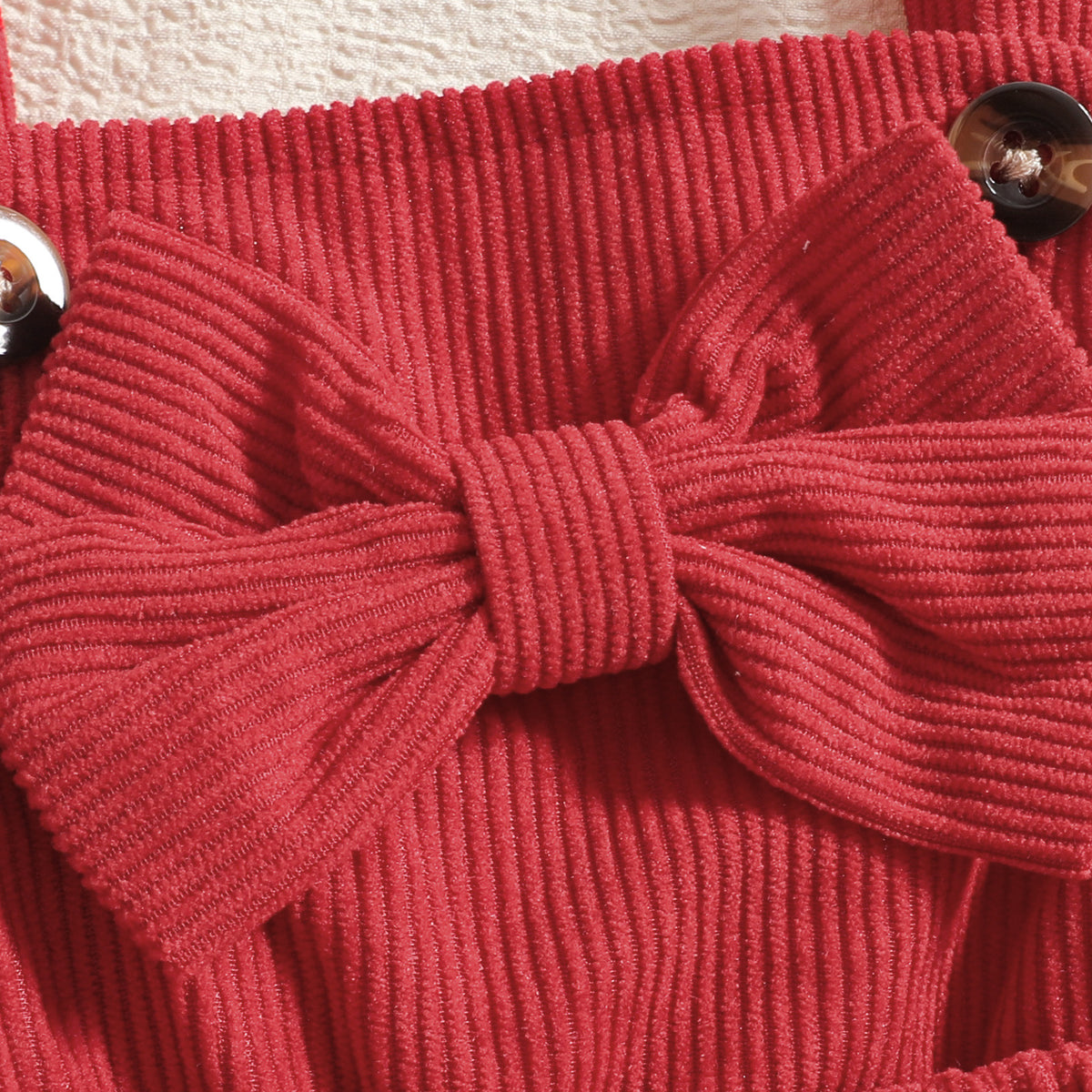 🎀 3-Piece Winter Ribbed Long-Sleeve Romper + Double-Layer Suspender Skirt + Bow Headband Set 🎀