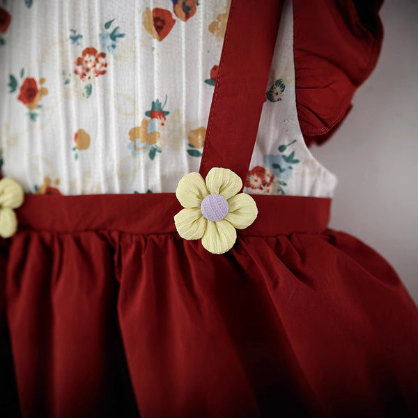 Little Princess Premium Silk-Chiffon Cotton-Lining Vintage Floral Party Frock-Imported