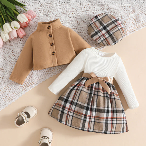 ✨ 3-Piece Baby & Toddler Girl Parisian Winter Set-Coat+Skirt+Hat ✨ Brown