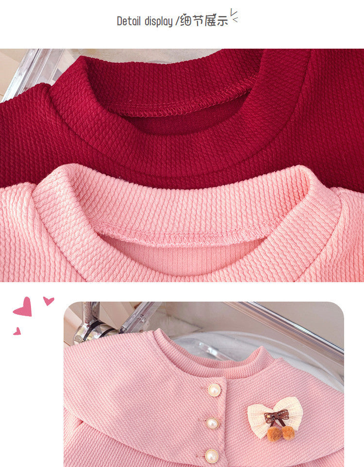 Shawl Collar Poncho Yarn Princess Dress Foreign Style-Pink