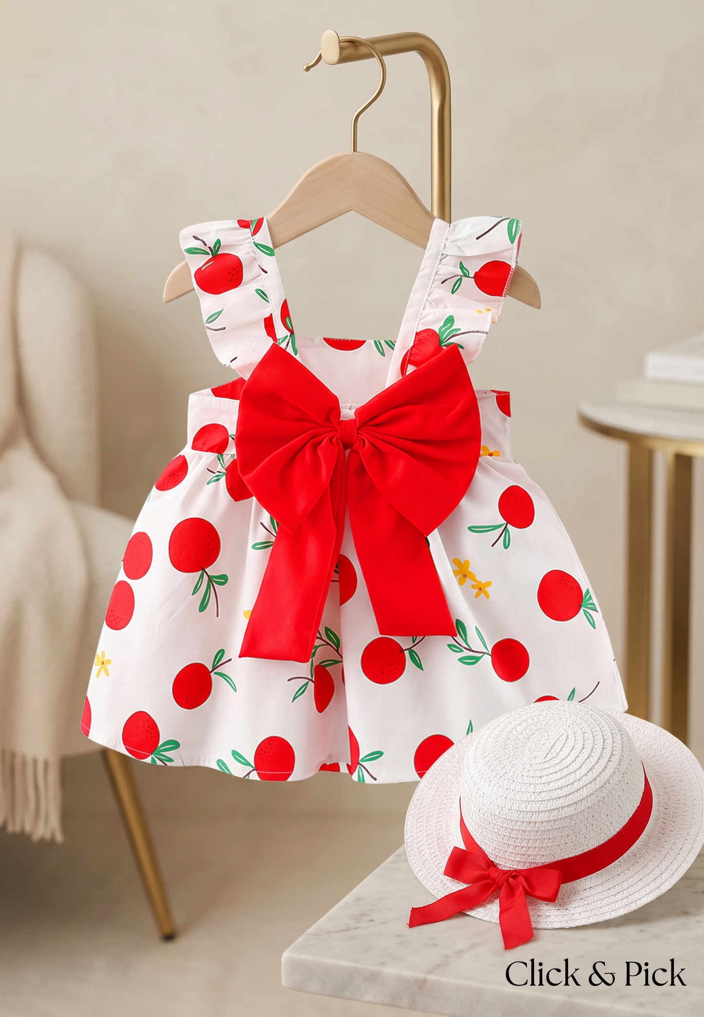 Premium Imported Bow Frock With Hat