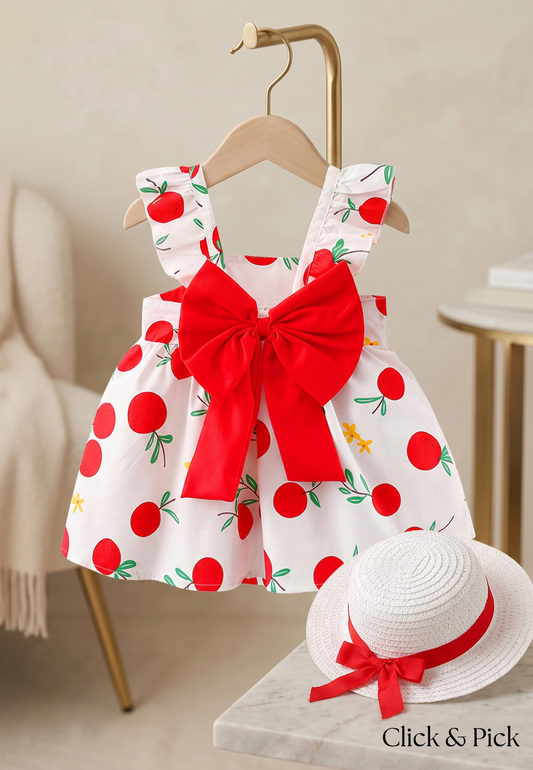 Premium Imported Bow Frock With Hat