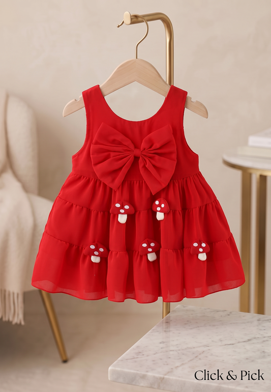 The Crimson Mushroom Tiered Silk Chiffon Dress