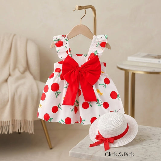 Premium Imported Bow Frock With Hat