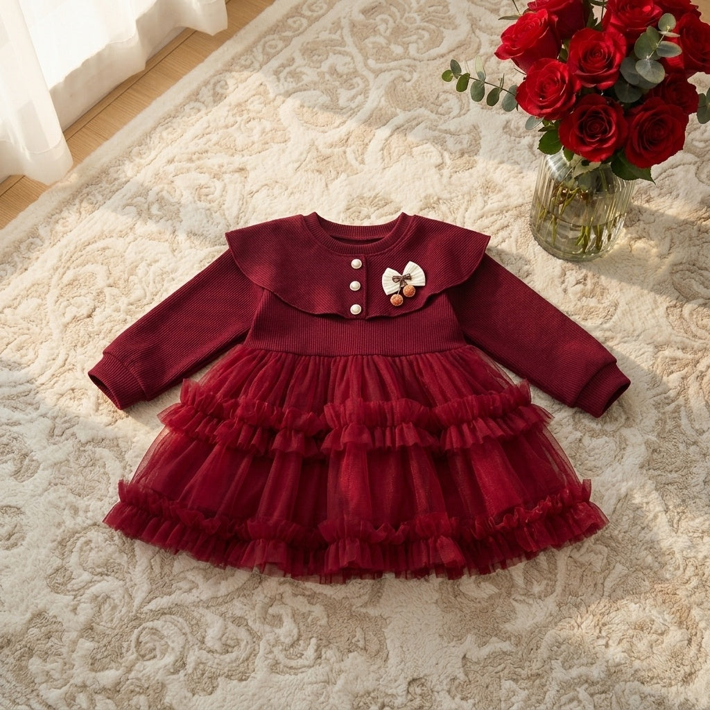 Shawl Collar Poncho Yarn Princess Dress Foreign Style-Merun