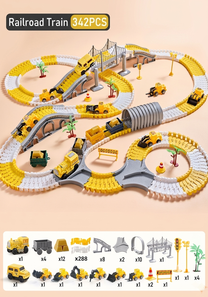 Engineering Railroad Train Set- 342 pieces